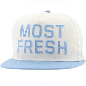 Neff Most Fresh Custom Goods Snapback Hat White Blue Flat Bill Embroidered No.16